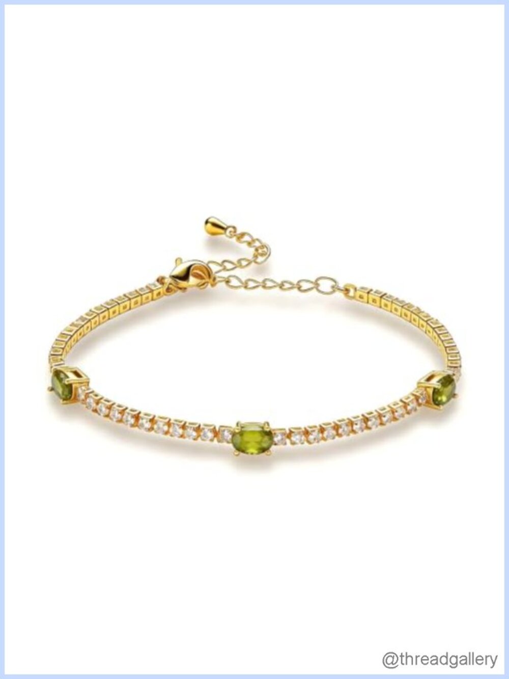 Yellow Gold Plated Tennis Bracelet with Peridot Stones